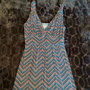 Coral and Teal chevron maxi dress